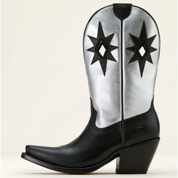 Ariat Women's Starlight X Toe Western Boot Silver Black Leather Sz 9 NWOB Cowboy - Picture 2 of 16